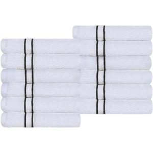 Superior Hotel Turkish Cotton 2 Piece Bath Towel Set, Ultra Plush Spa Quality Heavyweight Essentials for Bathroom, Thick Absorbent and Soft, Dobby Border, Includes 2 Large Bath Towels, Toast(Black)
