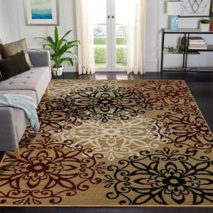 Superior Indoor Area Rug, Jute Backed, Perfect for Entryway, Office, Living/Dining Room, Bedroom, Kitchen, Hardwood Floor, Floral Scroll Decor, Leigh Collection, 9′ x 12′, Beige Ivory(Gold – Z)