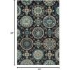 Superior Abner Collection Area Rug, 10mm Pile Height with Jute Backing, Fashionable and Affordable Rugs, Beautiful Scrolling Medallion Pattern – 5′ x 8′ Rug, Black with Blue and Beige