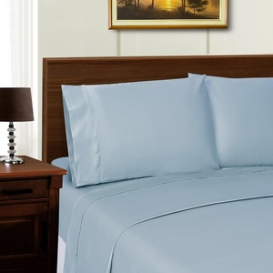 Superior Tencel Polyester 600-Thread Count Solid Deep Pocket Sheet Set, Twin, Blue, 4-Piece Set(Blue)