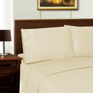 Superior Tencel Polyester 600-Thread Count Solid Deep Pocket Sheet Set, Twin, Blue, 4-Piece Set(Ivory)
