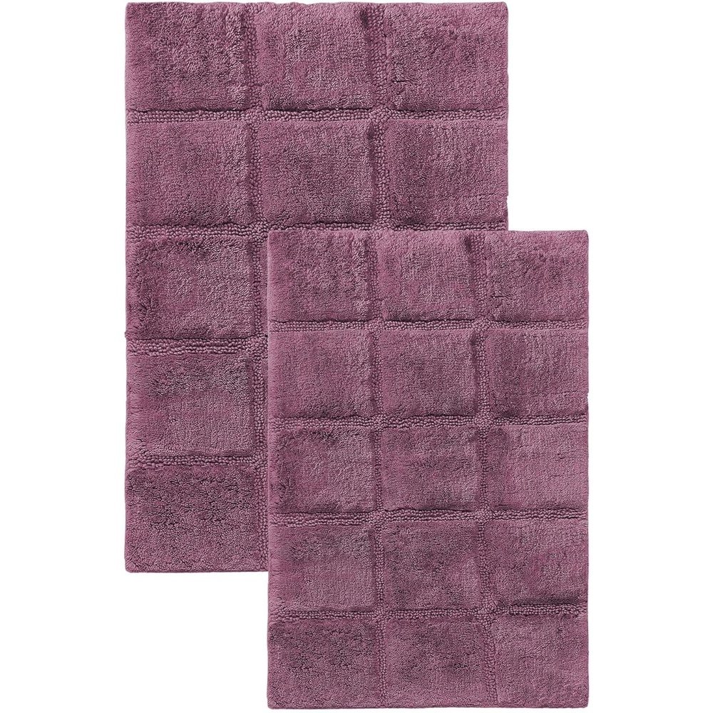 image:imageSuperior NonSlip Cotton Checkered Bath Rug Set with Spray Latex Backing 20 x 30 24 x 36 2Pieces SapphirePlum  Chk
