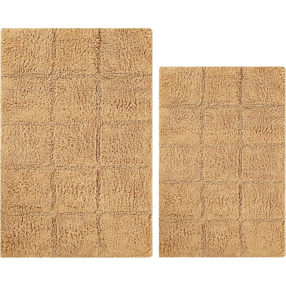 image:imageSuperior NonSlip Cotton Checkered Bath Rug Set with Spray Latex Backing 20 x 30 24 x 36 2Pieces SapphireToast  Chk