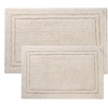Superior Non-Slip 2 Piece Bath Rug Set, Ultra Plush, Soft, and Absorbent 100% Combed Cotton Pile – Traditional Oval Bath Mat Set, Forest Green(Cream)