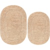Superior Non-Slip 2 Piece Bath Rug Set, Ultra Plush, Soft, and Absorbent 100% Combed Cotton Pile – Traditional Oval Bath Mat Set, Forest Green(Ivory – Oval)