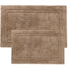 Superior Non-Slip 2 Piece Bath Rug Set, Ultra Plush, Soft, and Absorbent 100% Combed Cotton Pile – Traditional Oval Bath Mat Set, Forest Green(Latte)