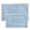 Superior Non-Slip 2 Piece Bath Rug Set, Ultra Plush, Soft, and Absorbent 100% Combed Cotton Pile – Traditional Oval Bath Mat Set, Forest Green(Light Blue)