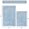Superior Non-Slip 2 Piece Bath Rug Set, Ultra Plush, Soft, and Absorbent 100% Combed Cotton Pile – Traditional Oval Bath Mat Set, Forest Green(Light Blue)