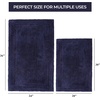Superior Non-Slip 2 Piece Bath Rug Set, Ultra Plush, Soft, and Absorbent 100% Combed Cotton Pile – Traditional Oval Bath Mat Set, Forest Green(Navy Blue)