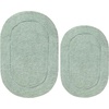 Superior Non-Slip 2 Piece Bath Rug Set, Ultra Plush, Soft, and Absorbent 100% Combed Cotton Pile – Traditional Oval Bath Mat Set, Forest Green(Sage)