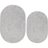 Superior Non-Slip 2 Piece Bath Rug Set, Ultra Plush, Soft, and Absorbent 100% Combed Cotton Pile – Traditional Oval Bath Mat Set, Forest Green(Silver – Oval)