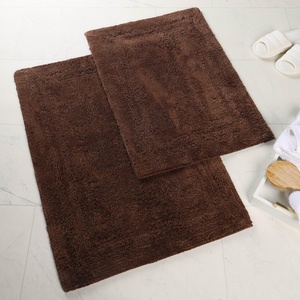 Superior Non-Slip 2 Piece Bath Rug Set, Ultra Plush, Soft, and Absorbent 100% Combed Cotton Pile – Traditional Oval Bath Mat Set, Forest Green(Chocolate)