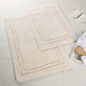 Superior Non-Slip 2 Piece Bath Rug Set, Ultra Plush, Soft, and Absorbent 100% Combed Cotton Pile – Traditional Oval Bath Mat Set, Forest Green(Cream)