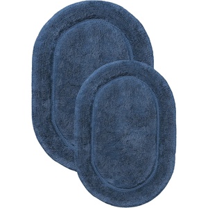 Superior Non-Slip 2 Piece Bath Rug Set, Ultra Plush, Soft, and Absorbent 100% Combed Cotton Pile – Traditional Oval Bath Mat Set, Forest Green(Sapphire – Oval)