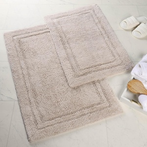 Superior Non-Slip 2 Piece Bath Rug Set, Ultra Plush, Soft, and Absorbent 100% Combed Cotton Pile – Traditional Oval Bath Mat Set, Forest Green(Stone)