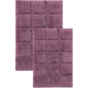 Superior Non-Slip Cotton Checkered Bath Rug Set with Spray Latex Backing, 20″ x 30″, 24″ x 36″, 2-Pieces, Sapphire(Plum – Chk)