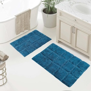 Superior Non-Slip Cotton Checkered Bath Rug Set with Spray Latex Backing, 20″ x 30″, 24″ x 36″, 2-Pieces, Sapphire(Sapphire – Chk)