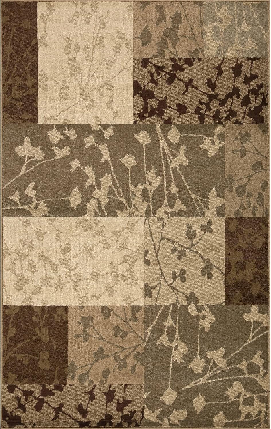 image:imageSuperior Indoor Area Rug Jute Backing Floral Color Block Modern Farmhouse Ideal for Entryway Living Room Kitchen Bedroom Hallway Floor Cover Phlox Collection 8 x 10 Beige