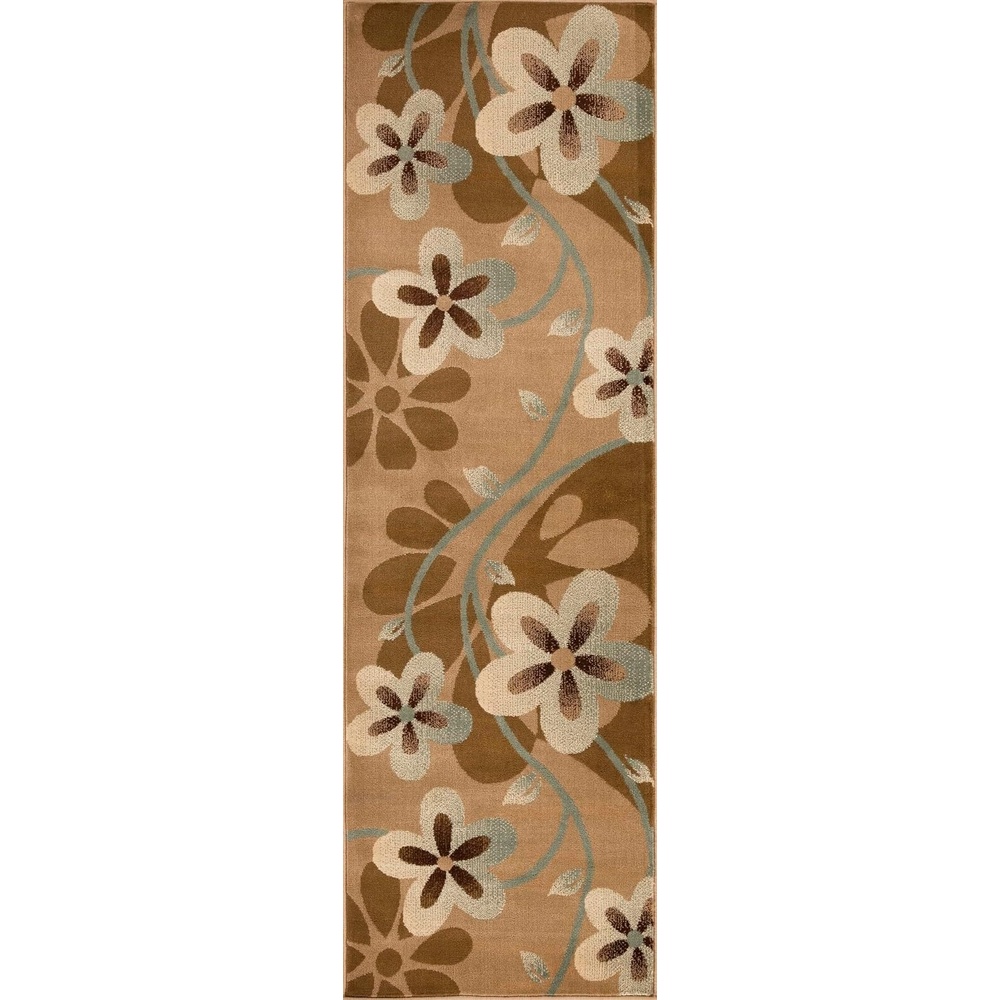 image:imageSuperior Indoor Area Rug Jute Backing Traditional Farmhouse Floral Block Ideal for Entryway Living Room Kitchen Bedroom Hallway Floor Cover Ruban Collection 5 x 8 TaupeTaupe  Z