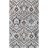 Superior Indoor Area Rug, Jute Backed, Modern Oriental Floral Damask Floor Decor for Office, Living Room, Bedroom, Entryway, Dining/Kitchen, Hardwood, Tile, Augusta Collection, 3′ x 5′, Turquoise
