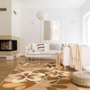 Superior Indoor Area Rug, Jute Backing, Traditional Farmhouse Floral Block, Ideal for Entryway, Living Room, Kitchen, Bedroom, Hallway, Floor Cover, Ruban Collection, 5′ x 8′, Taupe(Taupe – Z)