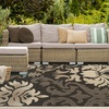 Superior Indoor/ Outdoor Large Area Rug, Modern Damask Jute Backed Rugs, Floor Throw, Kitchen, Entryway, Patio, Poolside, Living Room, Home Floor Throw, Lowell Collection, 8′ x 10′, Brown