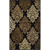 Superior Danvers Collection Area Rug, Modern Elegant Damask Pattern, 10mm Pile with Jute Backing, Affordable Contemporary Rugs – Brown, 4′ x 6′ Rug(Black)