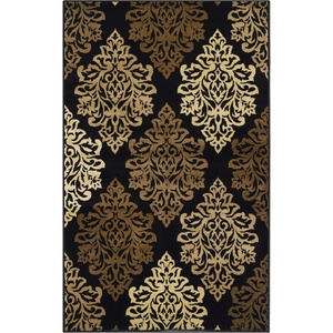 Superior Danvers Collection Area Rug, Modern Elegant Damask Pattern, 10mm Pile with Jute Backing, Affordable Contemporary Rugs – Brown, 4′ x 6′ Rug(Black)