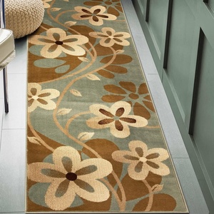 Superior Indoor Area Rug, Jute Backing, Traditional Farmhouse Floral Block, Ideal for Entryway, Living Room, Kitchen, Bedroom, Hallway, Floor Cover, Ruban Collection, 5′ x 8′, Taupe(Beige Green – Z)