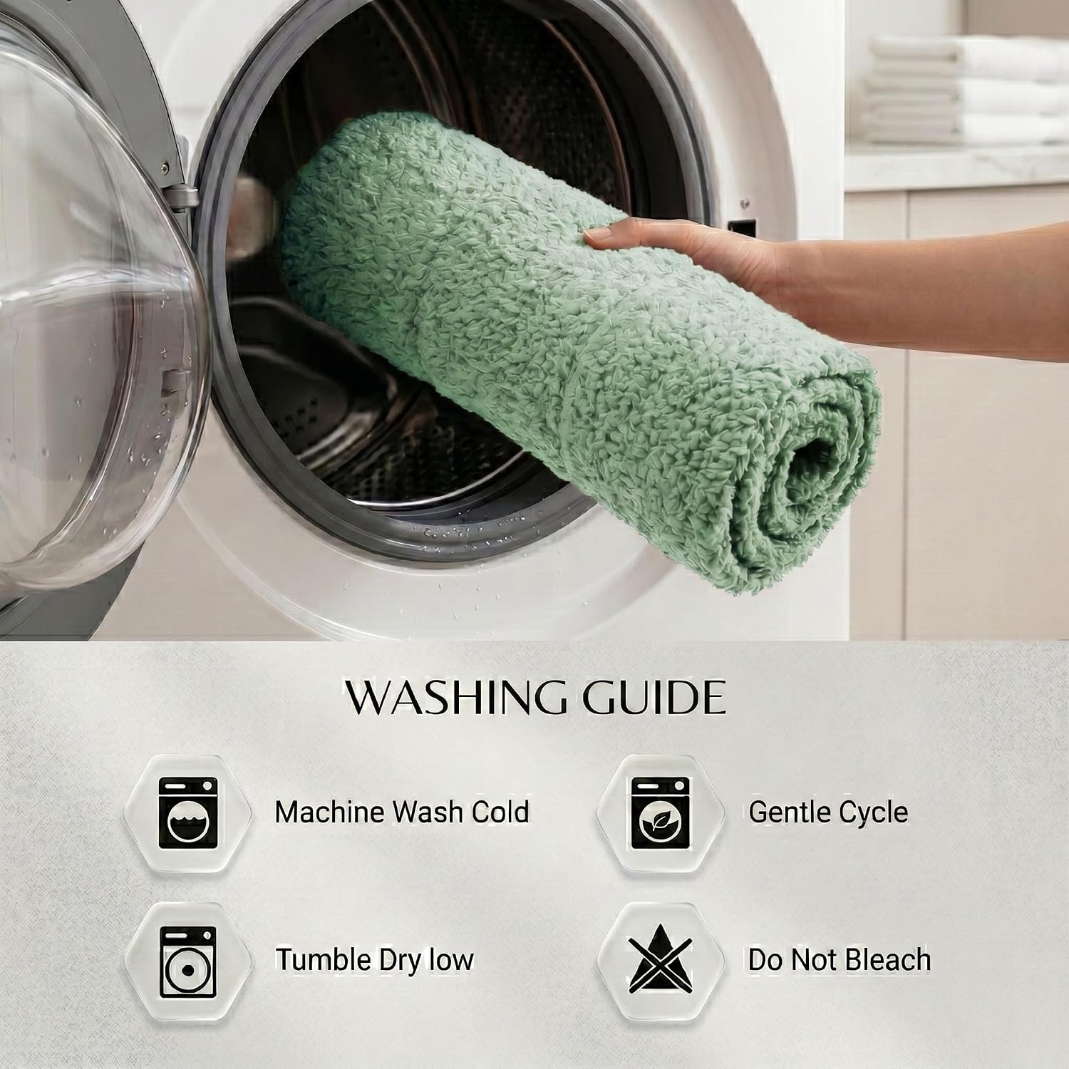image:imageSuperior Cotton Washable Bath Rug Non Slip Runner 1 Piece Set Sage Absorbent Combed Cotton Bath Rug Runner or Rug Set Bathroom Vanity or Kitchen Sink Includes One 2 x 5 Feet Checkered Runner
