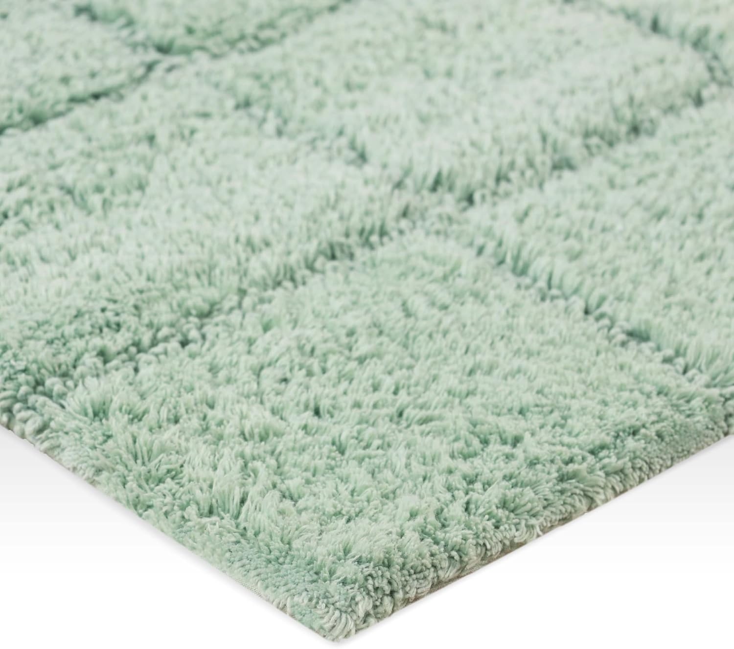 image:imageSuperior Cotton Washable Bath Rug Non Slip Runner 1 Piece Set Sage Absorbent Combed Cotton Bath Rug Runner or Rug Set Bathroom Vanity or Kitchen Sink Includes One 2 x 5 Feet Checkered Runner