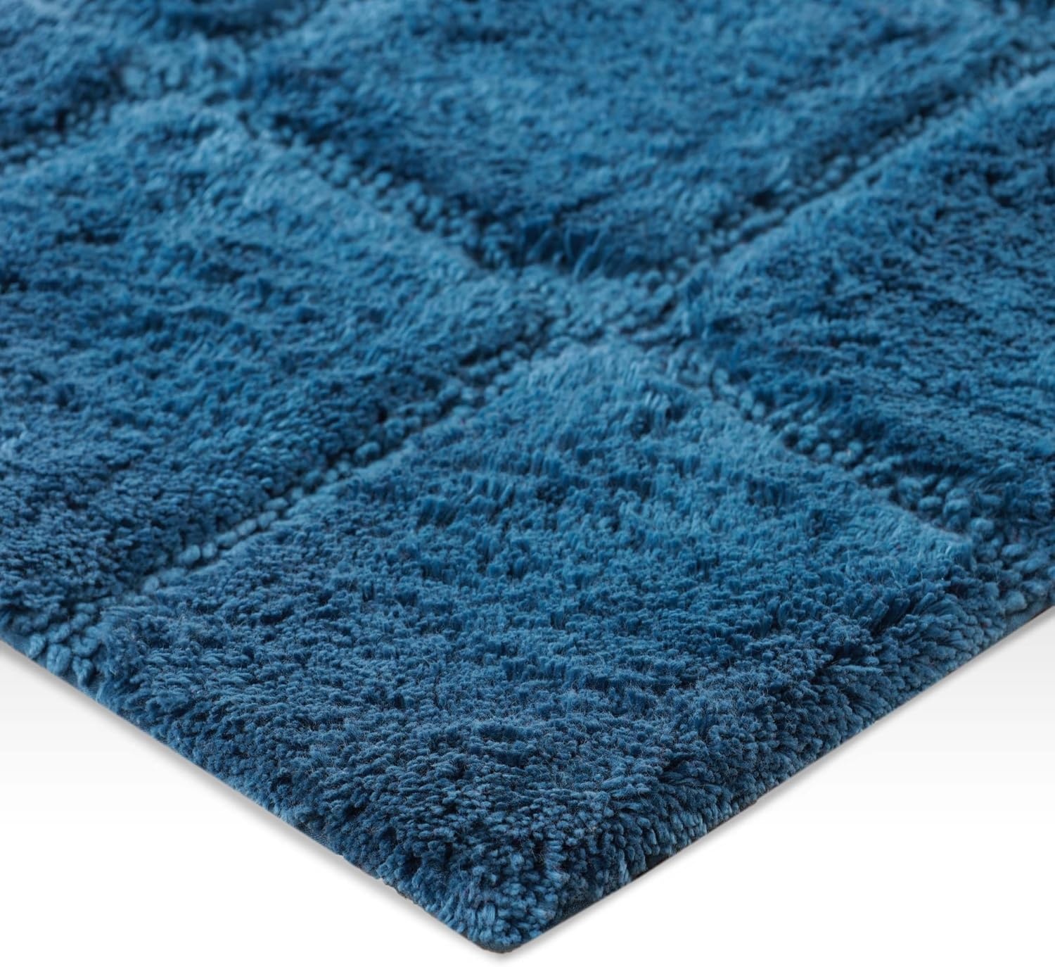 image:imageSuperior Cotton Washable Bath Rug Non Slip Runner 1 Piece Set Sapphire Absorbent Combed Cotton Bath Rug Runner or Rug Set Bathroom Vanity or Kitchen Sink Includes One 2 x 5 Feet Checkered Runner