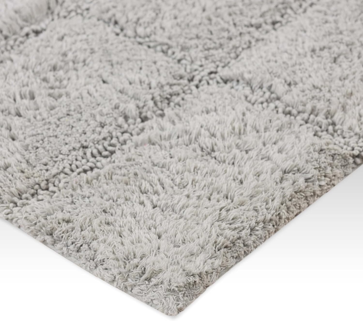 image:imageSuperior Cotton Washable Bath Rug Non Slip Runner 1 Piece Set Silver Absorbent Combed Cotton Bath Rug Runner or Rug Set Bathroom Vanity or Kitchen Sink Includes One 2 x 5 Feet Checkered Runner