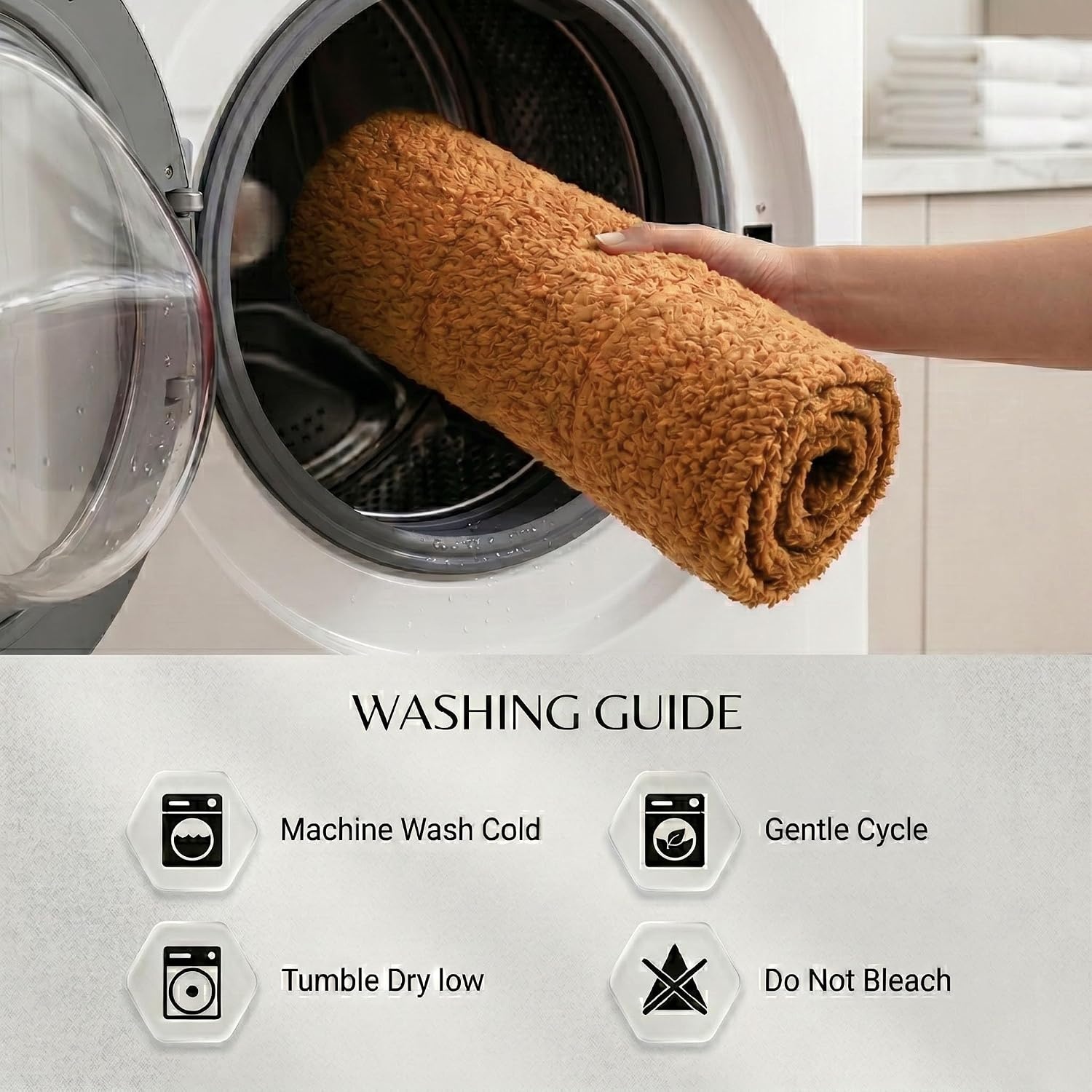 image:imageSuperior Cotton Washable Bath Rug with Runner Bundle Set 3 Piece Rust Non slip Highly Absorbent Checkered Design for Double Vanity Tub or Shower Set Includes 1 Small Rug 1 Large Rug 1 Runner