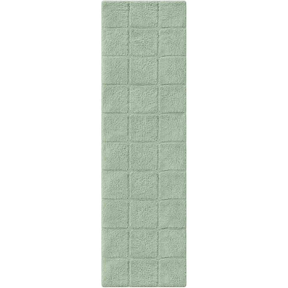 image:imageSuperior Cotton Washable Bath Rug Non Slip Runner 1 Piece Set Sage Absorbent Combed Cotton Bath Rug Runner or Rug Set Bathroom Vanity or Kitchen Sink Includes One 2 x 5 Feet Checkered Runner