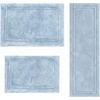 Superior Cotton Washable Bath Rug with Runner Bundle Set, 3 Piece, | Non slip Highly Absorbent Solid Design for Double Vanity, Tub or Shower, Set Includes 1 Small Rug, 1 Large Rug, 1 Runner