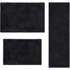 Superior Cotton Washable Bath Rug with Runner Bundle Set, 3 Piece, Black | Non slip Highly Absorbent Solid Design for Double Vanity, Tub or Shower, Set Includes 1 Small Rug, 1 Large Rug, 1 Runner