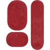 Superior Cotton Washable Bath Rug with Runner Bundle Set, 3 Piece, Burgundy | Non slip Highly Absorbent Oval Design for Double Vanity, Tub or Shower, Set Includes 1 Small Rug, 1 Large Rug, 1 Runner