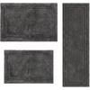 Superior Cotton Washable Bath Rug with Runner Bundle Set, 3 Piece, Charcoal | Non slip Highly Absorbent Solid Design for Double Vanity, Tub or Shower, Set Includes 1 Small Rug, 1 Large Rug, 1 Runner