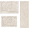 Superior Cotton Washable Bath Rug with Runner Bundle Set, 3 Piece, Cream | Non slip Highly Absorbent Solid Design for Double Vanity, Tub or Shower, Set Includes 1 Small Rug, 1 Large Rug, 1 Runner