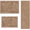 Superior Cotton Washable Bath Rug with Runner Bundle Set, 3 Piece, Latte | Non slip Highly Absorbent Solid Design for Double Vanity, Tub or Shower, Set Includes 1 Small Rug, 1 Large Rug, 1 Runner