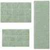 Superior Cotton Washable Bath Rug with Runner Bundle Set, 3 Piece, Sage | Non slip Highly Absorbent Checkered Design for Double Vanity, Tub or Shower, Set Includes 1 Small Rug, 1 Large Rug, 1 Runner