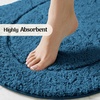 Superior Cotton Washable Bath Rug with Runner Bundle Set, 3 Piece, Sapphire | Non slip Highly Absorbent Oval Design for Double Vanity, Tub or Shower, Set Includes 1 Small Rug, 1 Large Rug, 1 Runner
