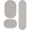Superior Cotton Washable Bath Rug with Runner Bundle Set, 3 Piece, Silver | Non slip Highly Absorbent Oval Design for Double Vanity, Tub or Shower, Set Includes 1 Small Rug, 1 Large Rug, 1 Runner