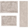 Superior Cotton Washable Bath Rug with Runner Bundle Set, 3 Piece, Stone | Non slip Highly Absorbent Solid Design for Double Vanity, Tub or Shower, Set Includes 1 Small Rug, 1 Large Rug, 1 Runner