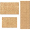 Superior Cotton Washable Bath Rug with Runner Bundle Set, 3 Piece, Toast | Non slip Highly Absorbent Checkered Design for Double Vanity, Tub or Shower, Set Includes 1 Small Rug, 1 Large Rug, 1 Runner