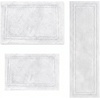 Superior Cotton Washable Bath Rug with Runner Bundle Set, 3 Piece, White | Non slip Highly Absorbent Solid Design for Double Vanity, Tub or Shower, Set Includes 1 Small Rug, 1 Large Rug, 1 Runner