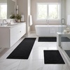Superior Cotton Washable Bath Rug with Runner Bundle Set, 3 Piece, Black | Non slip Highly Absorbent Solid Design for Double Vanity, Tub or Shower, Set Includes 1 Small Rug, 1 Large Rug, 1 Runner