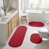 Superior Cotton Washable Bath Rug with Runner Bundle Set, 3 Piece, Burgundy | Non slip Highly Absorbent Oval Design for Double Vanity, Tub or Shower, Set Includes 1 Small Rug, 1 Large Rug, 1 Runner