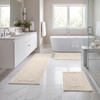Superior Cotton Washable Bath Rug with Runner Bundle Set, 3 Piece, Cream | Non slip Highly Absorbent Solid Design for Double Vanity, Tub or Shower, Set Includes 1 Small Rug, 1 Large Rug, 1 Runner